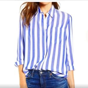 Rails Azure and White Striped Shirt